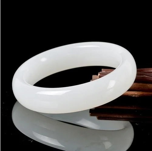 Men Accessories Bracelet - حقيقية الطبيعية الأبيض اليشم الإسورة سوار