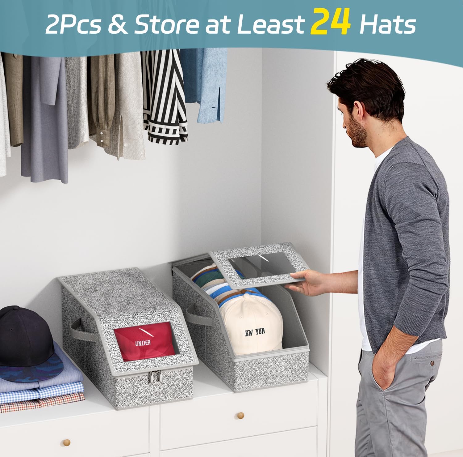 أودا 2 قطعة منظم قبعات قابل لل - مراجعة Men'S Accessories Drawer Organizer وسعره