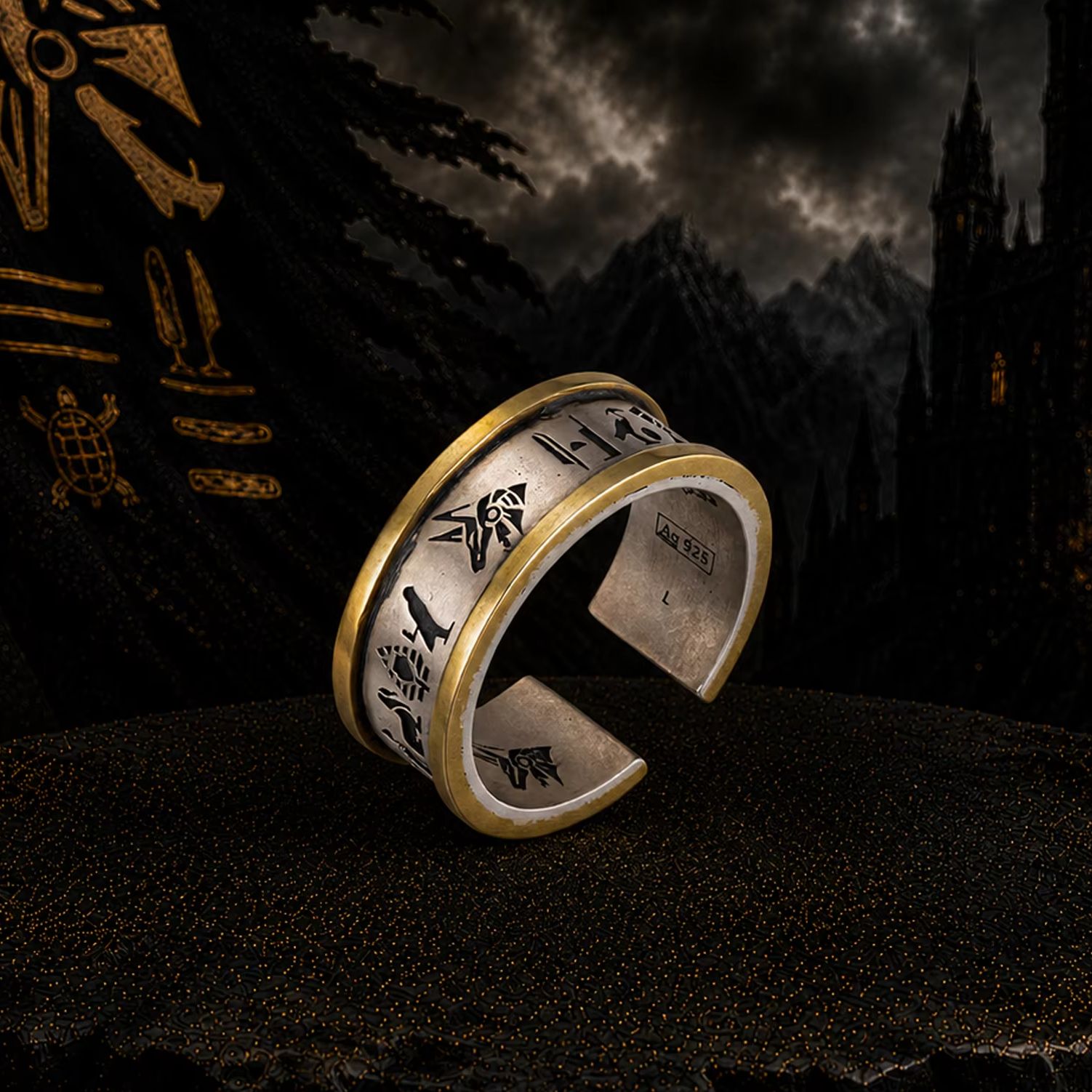 خاتم أنوبيس مفتوح من الفضة الإ - مراجعة Men'S Accessories Jewelry Egypt وسعره